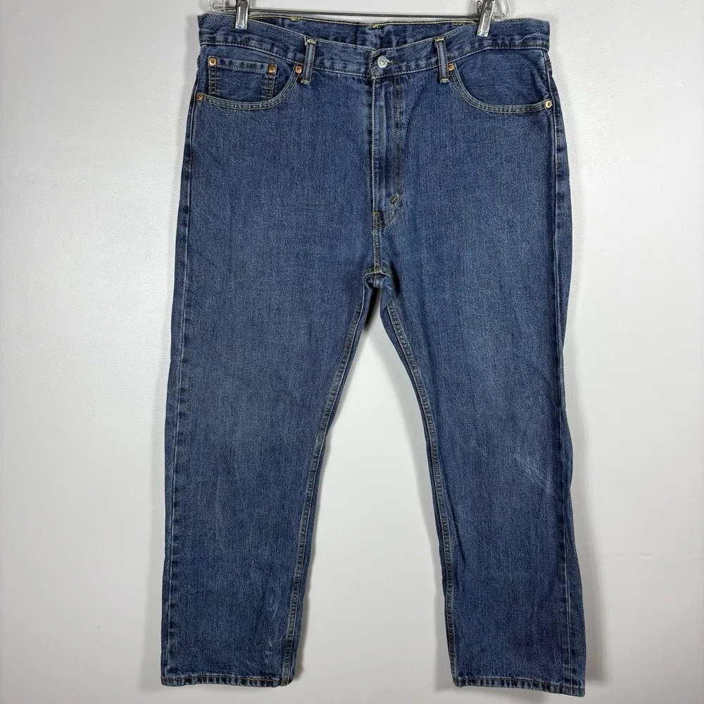 Levis 505 Men's 40x29 Straight Leg 5 Pocket Dark Wash Denim Blue Jeans 2016
